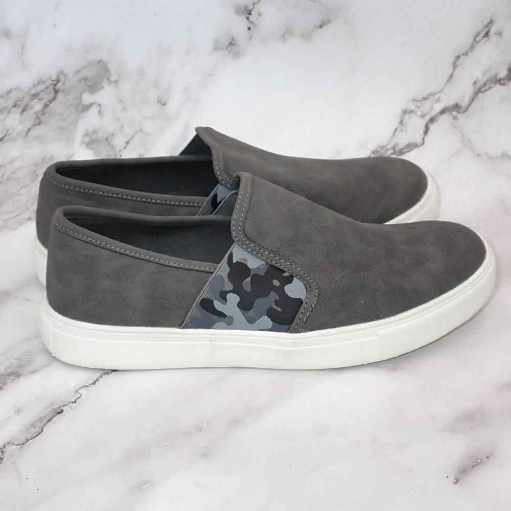 London Fog Glasgow Slip On Boys Gray Camo Sneakers CL30231Y Size 6Y